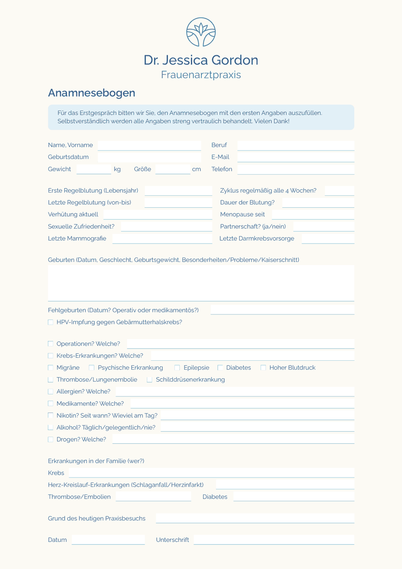 Anamnesebogen