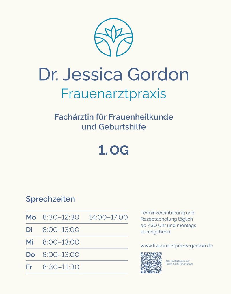 Schild mit Sprechzeiten