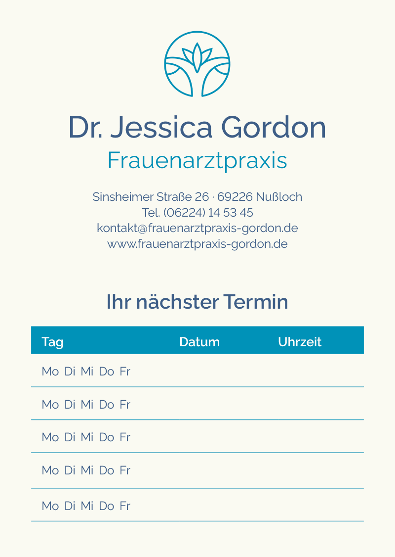 Terminzettel Vorderseite