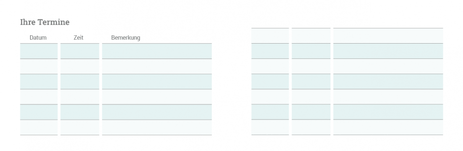 Aufklappbare Visitenkarte: Innenseiten