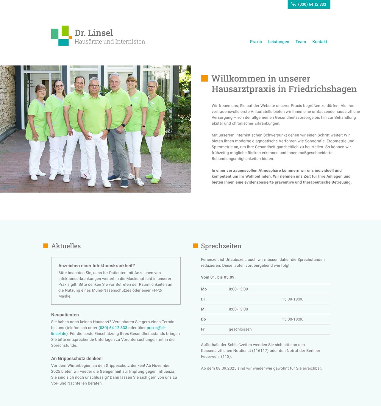 Website Dr. Linsel – Hausärzte und Internisten – Startseite