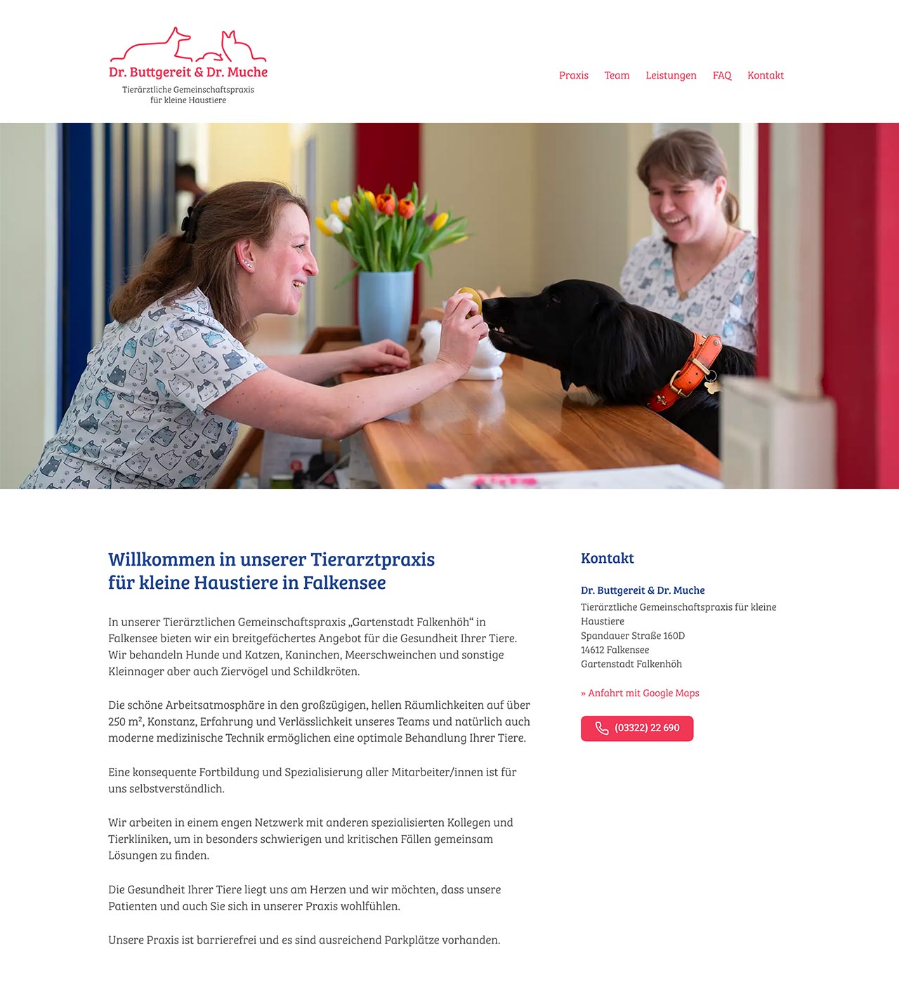 Website Tierarztpraxis Dr. Buttgereit & Dr. Muche Startseite